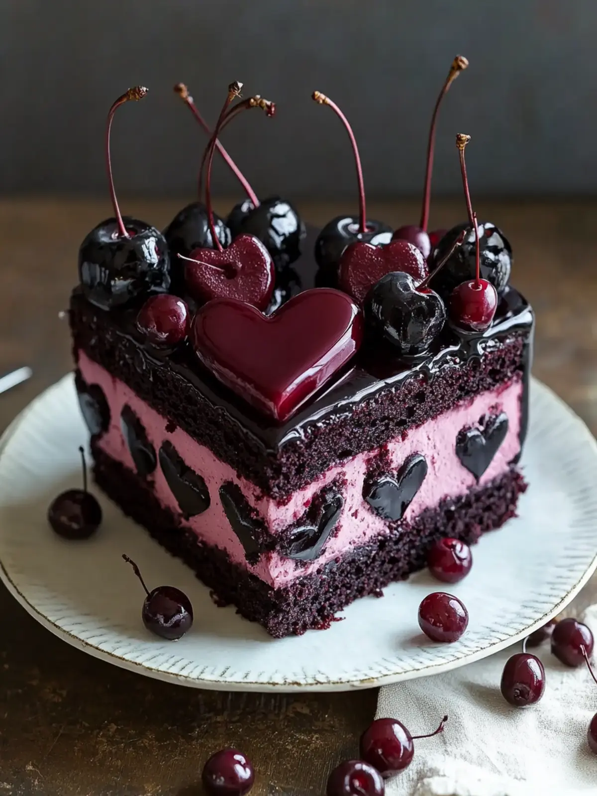 Delight in Decadence: Black Cherry Heart Cake Recipe 3 Black Cherry Heart Cake
