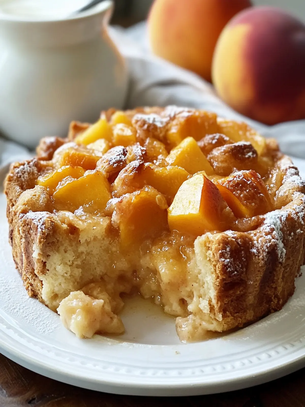 Peach Cobbler Buttermilk Bread Pudding