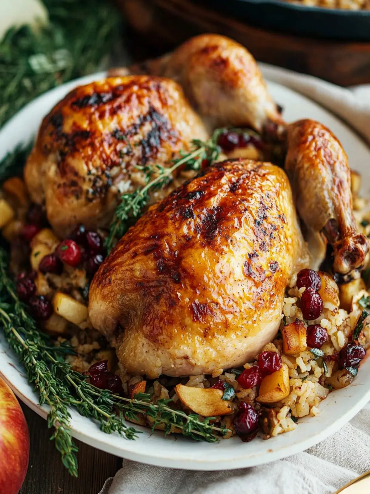 Cornish Hens with Apple-Cranberry Rice Stuffing