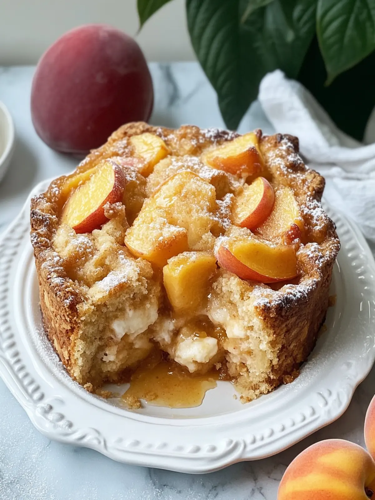 Peach Cobbler Buttermilk Bread Pudding