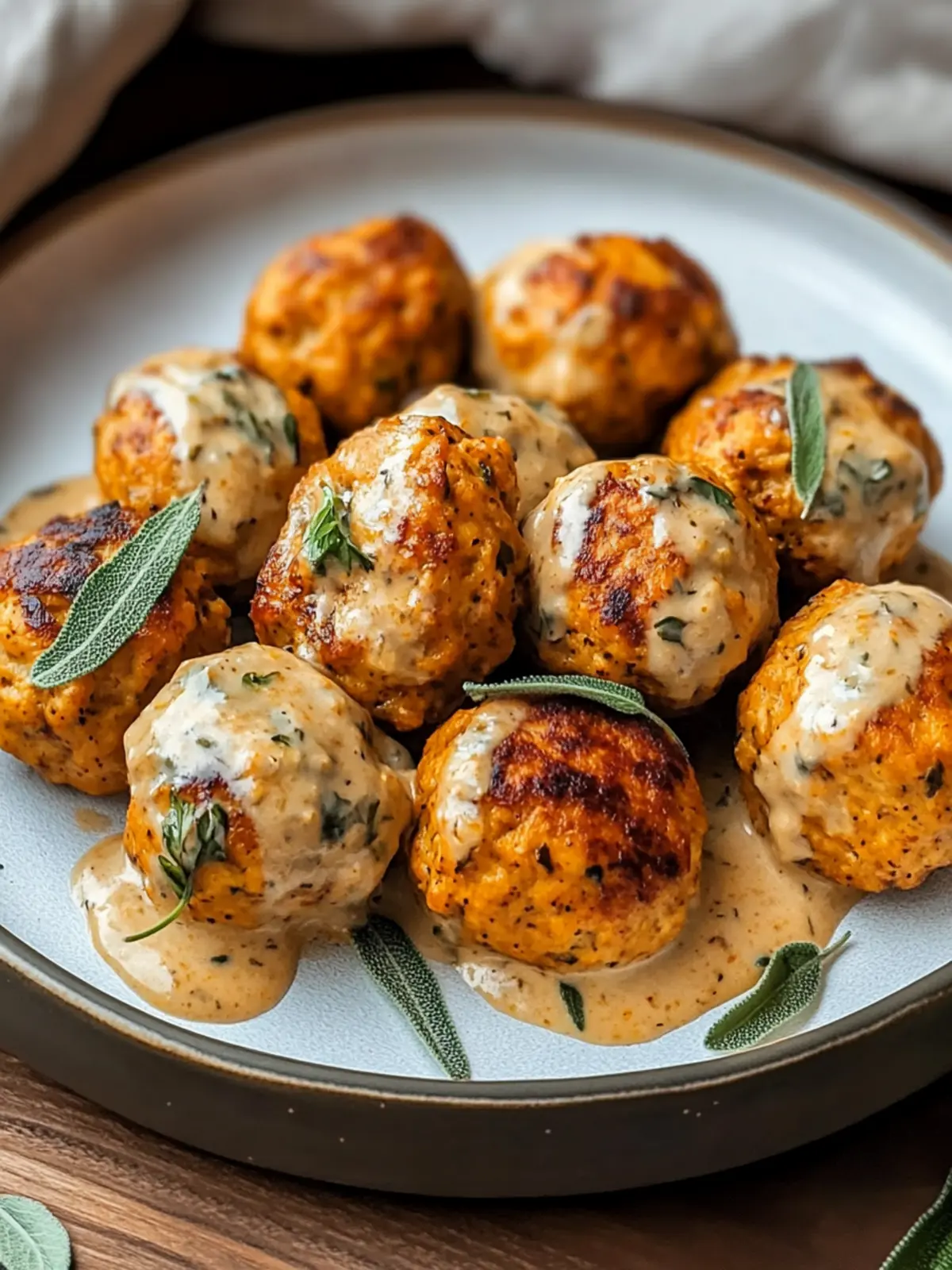 Savory Pumpkin Chicken Meatballs in Creamy Sage Sauce Delight 3 Pumpkin Chicken Meatballs