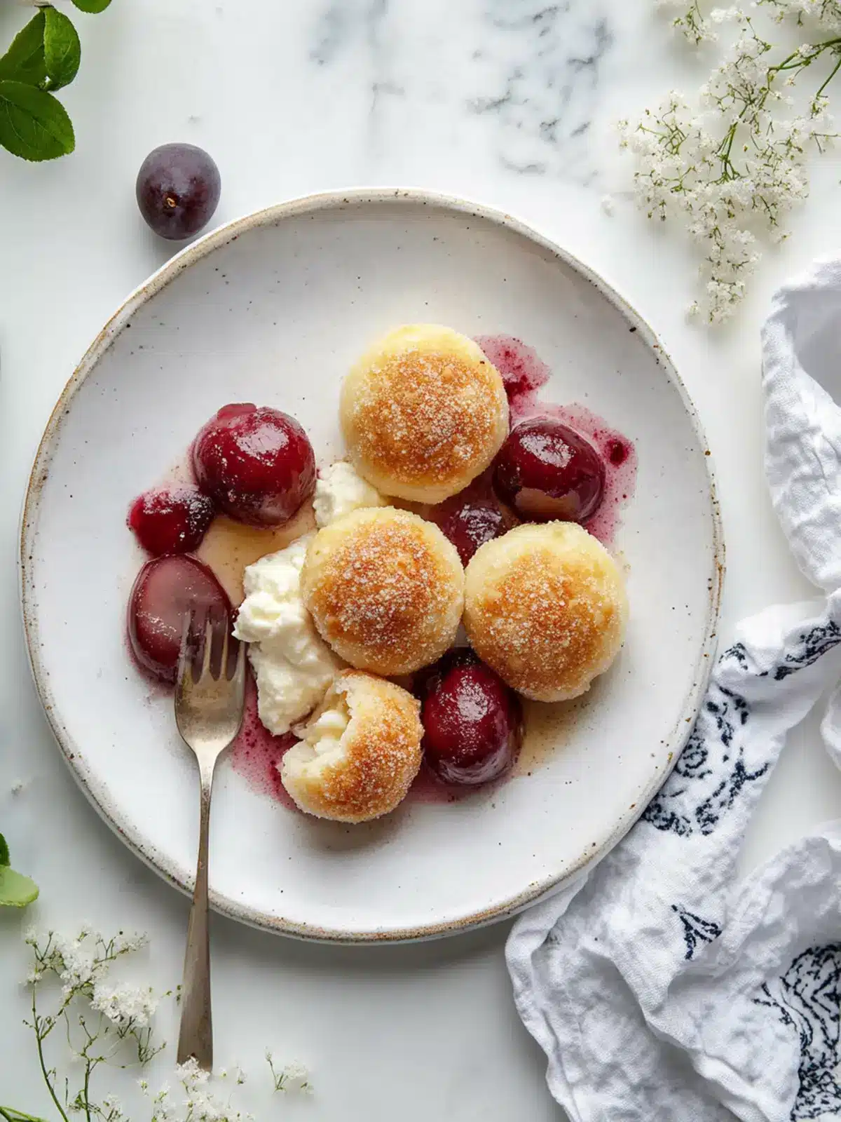 Plum Dumplings with Ricotta