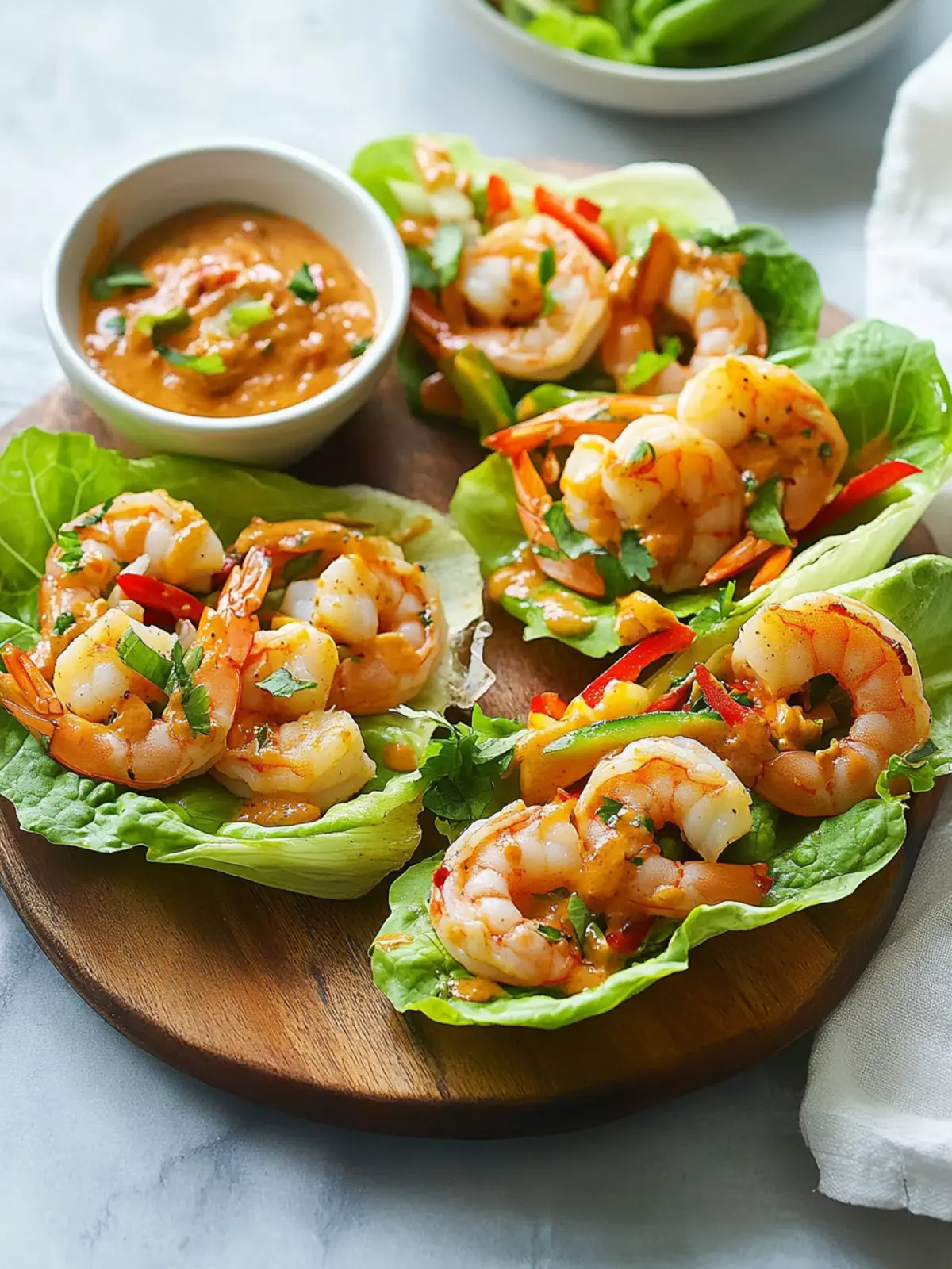 Delicious Shrimp Lettuce Wraps with Creamy Peanut Sauce 5 Shrimp Lettuce Wraps