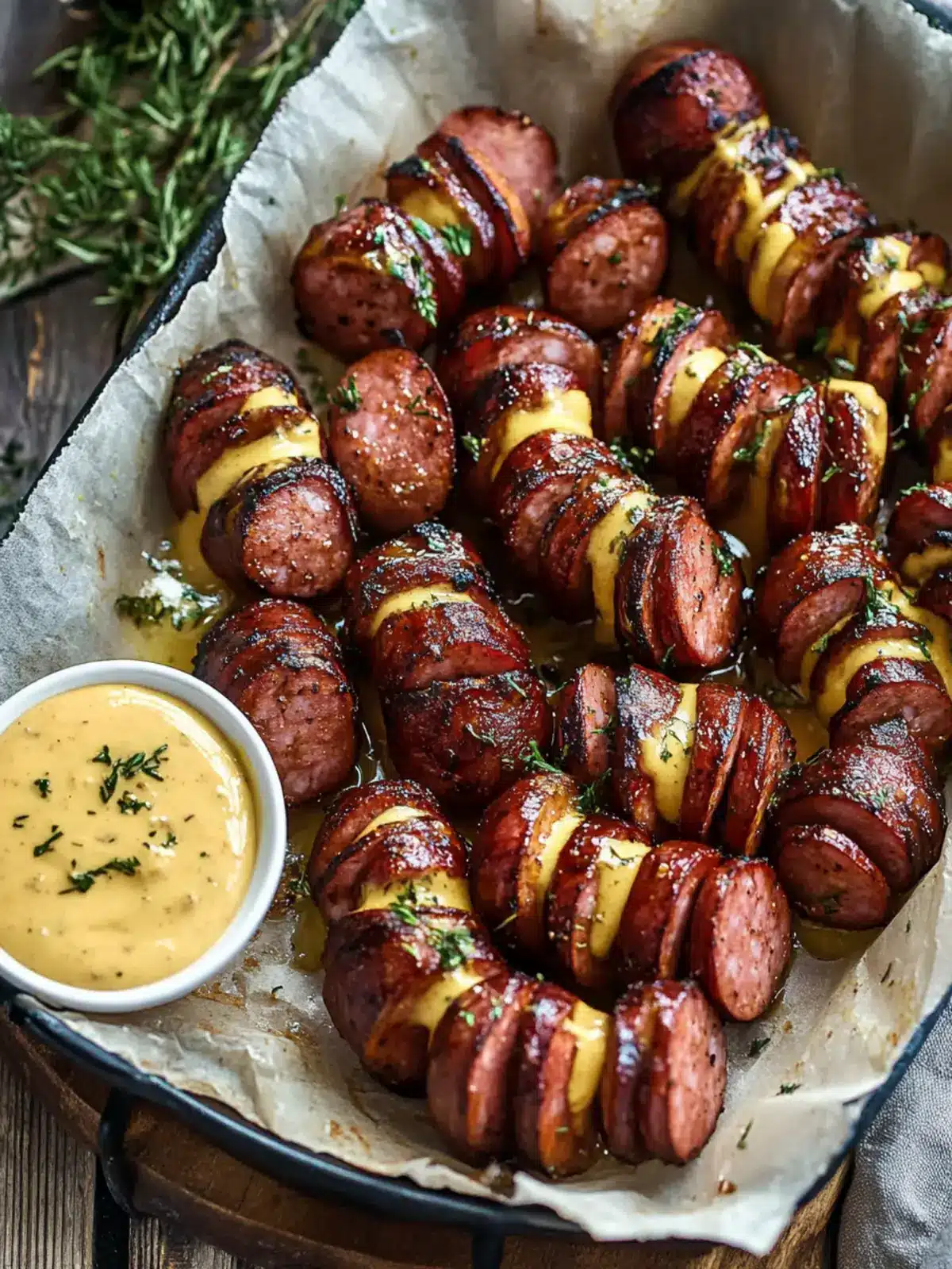 Mustard Hasselback Kielbasa Bites You’ll Crave Tonight 3 Mustard Hasselback Kielbasa Bites