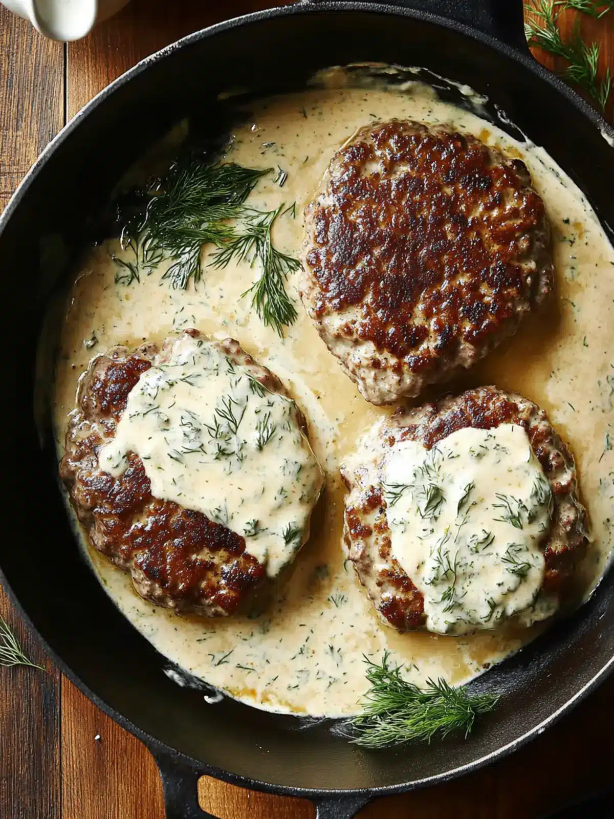 Savor Hamburger Steaks in Creamy Dill Sauce for Dinner Delight 4 Hamburger Steaks in Creamy Dill Sauce