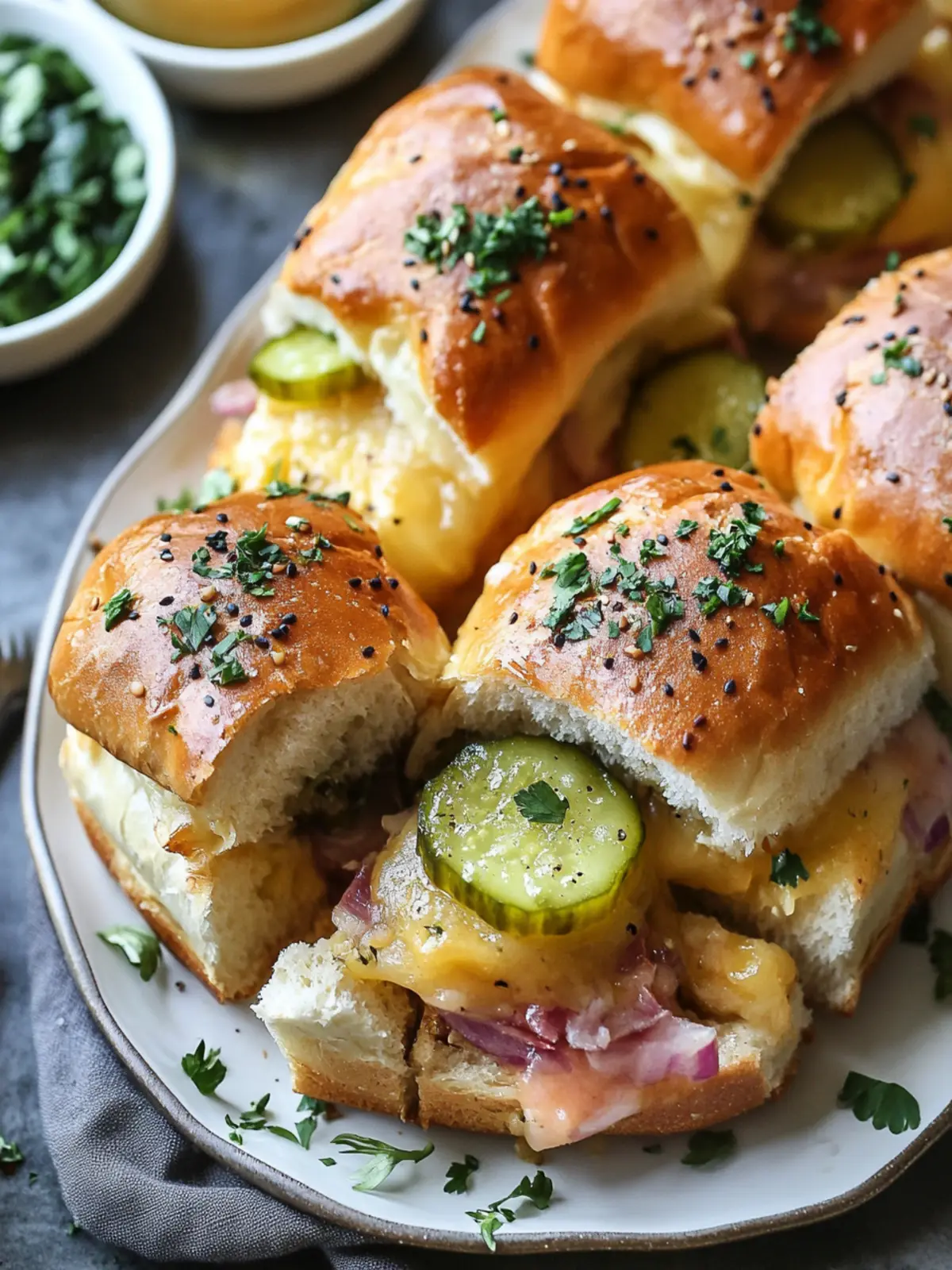 Pickle-Garlic Butter Cuban Inspired Pull-Apart Sliders Delight 4 Pickle-Garlic Butter Cuban Inspired Pull-Apart Sliders
