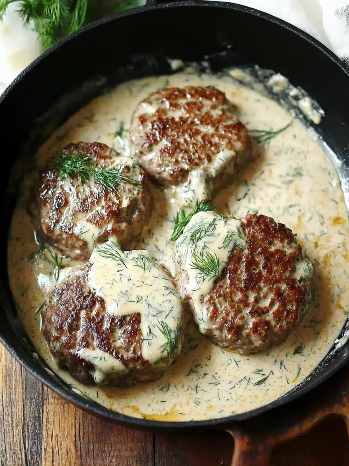 Savor Hamburger Steaks in Creamy Dill Sauce for Dinner Delight 2 Hamburger Steaks in Creamy Dill Sauce