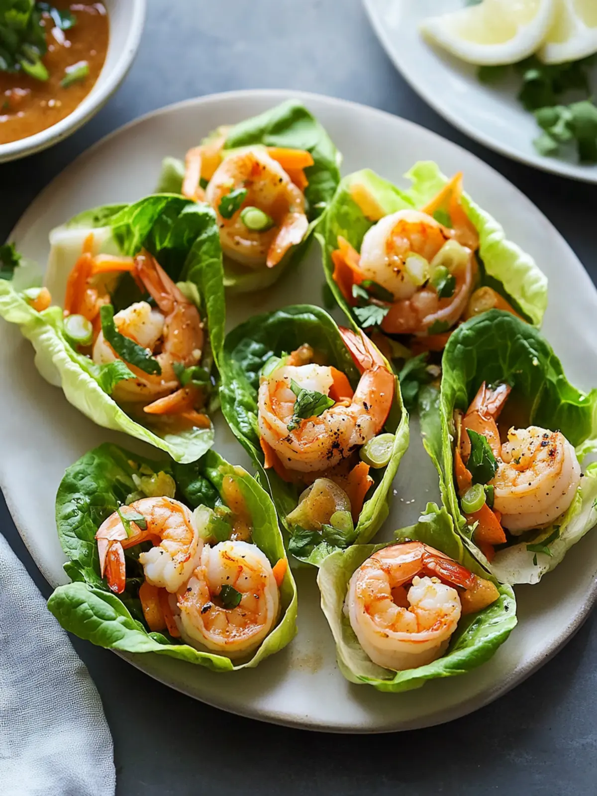 Delicious Shrimp Lettuce Wraps with Creamy Peanut Sauce 2 Shrimp Lettuce Wraps