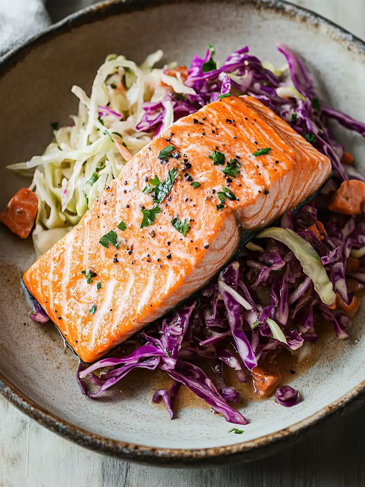 Delicious Salmon with Cabbage Slaw in Under 20 Minutes 4 Salmon with Cabbage Slaw