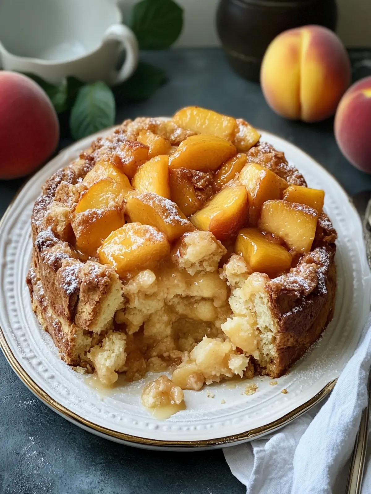 Peach Cobbler Buttermilk Bread Pudding