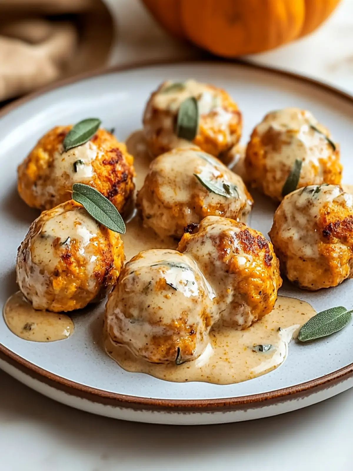 Savory Pumpkin Chicken Meatballs in Creamy Sage Sauce Delight 5 Pumpkin Chicken Meatballs