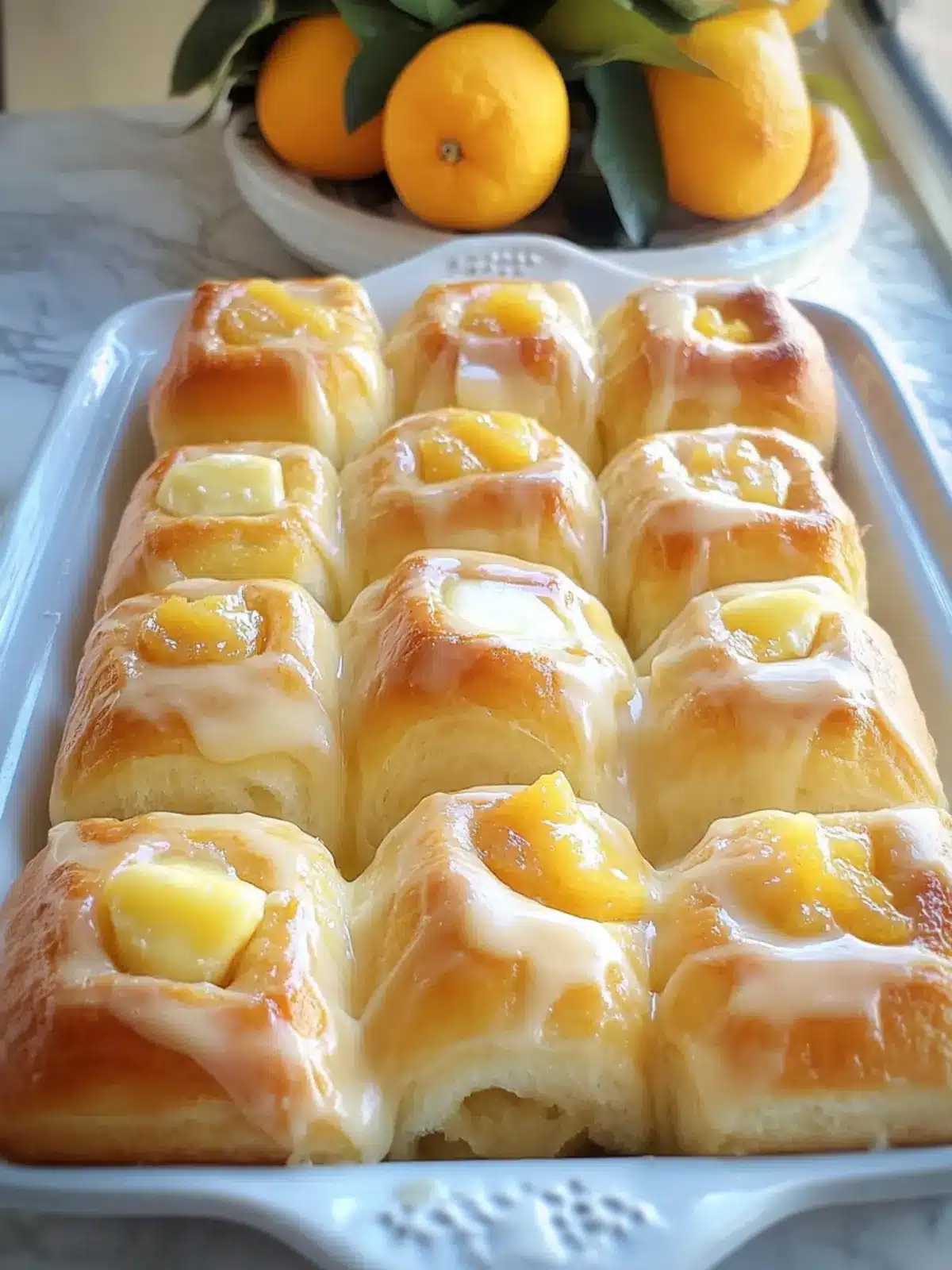 Orange Rolls with a Warm Sour Cream Butter Glaze